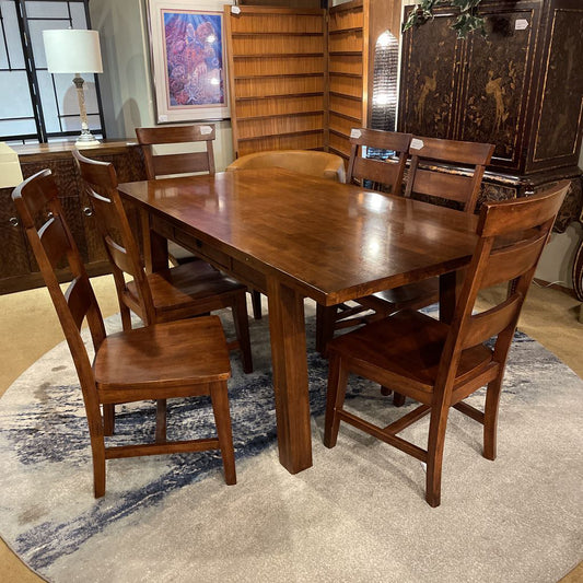 Warm Tone Solid Teak Dining Table & 6 Chair SET