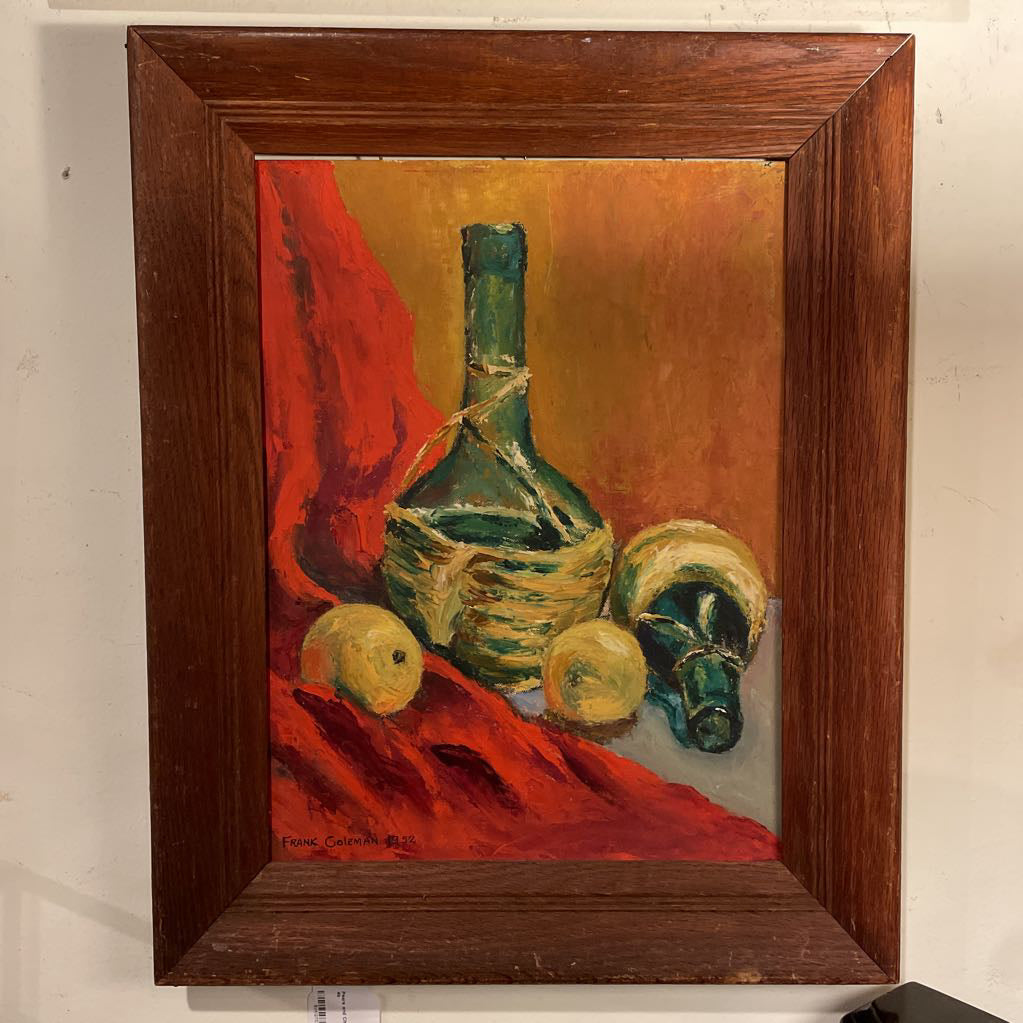 Pears and Chianti Still Life Painting ART