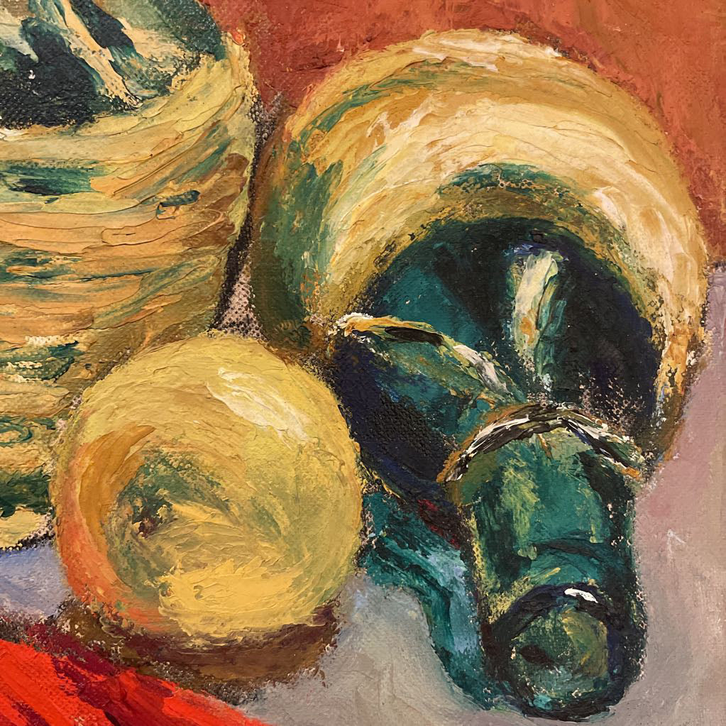 Pears and Chianti Still Life Painting ART