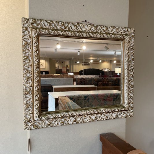 White Ornate Frame Small Rectangular Mirror