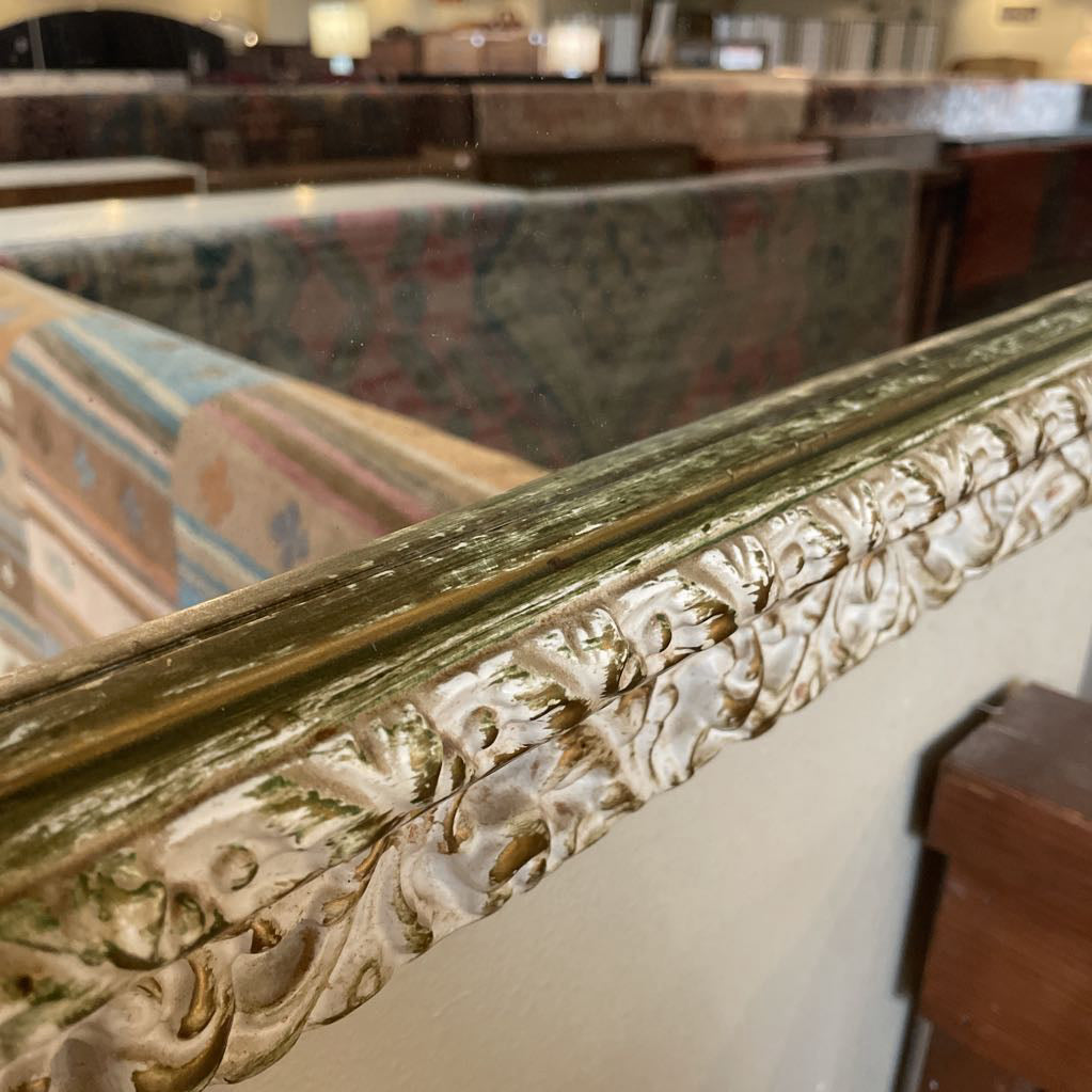 White Ornate Frame Small Rectangular Mirror