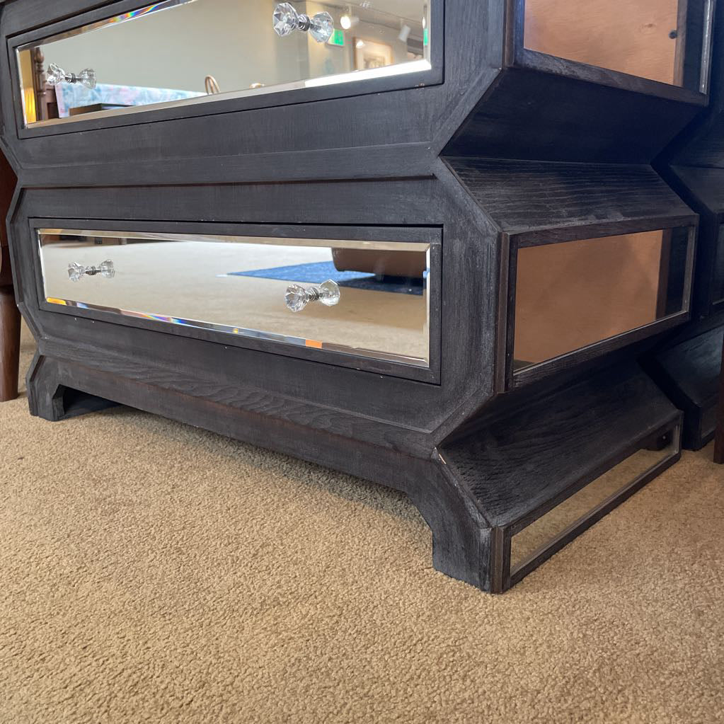 Geometric Mirrored 3 Drawer Nightstand C NIGHTSTANDS