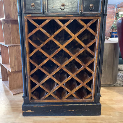 Black Distressed Wood Wine Cabinet C CABINETS