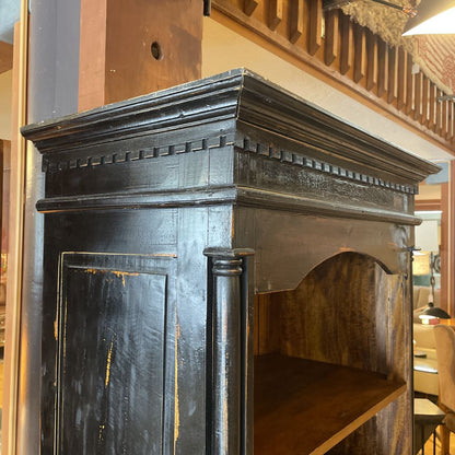 Black Distressed Wood Wine Cabinet C CABINETS