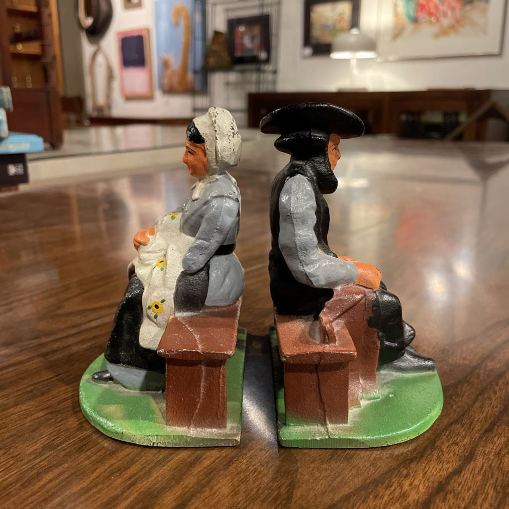 Cast Iron Amish/Plain People Bookend SET/2 UNIQUE FINDS