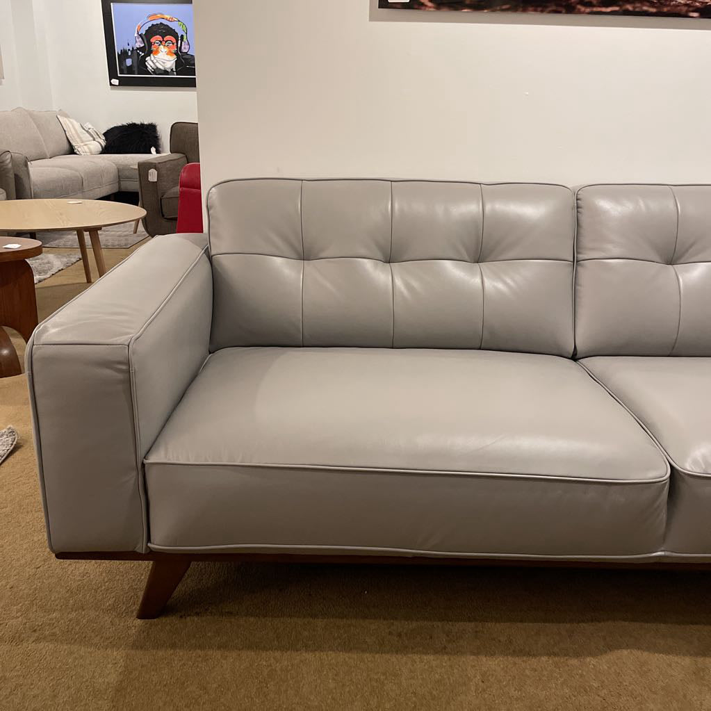 Odense Light Grey Leather Sofa U SOFAS