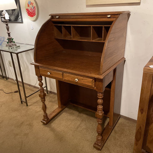 Vintage Oak Rolltop Secretary Desk