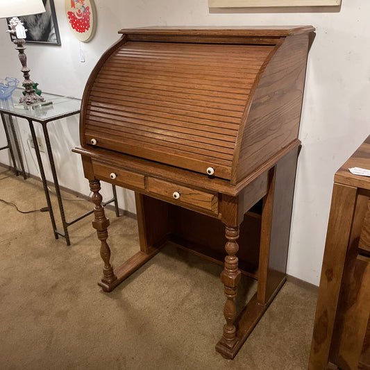 Vintage Oak Rolltop Secretary Desk