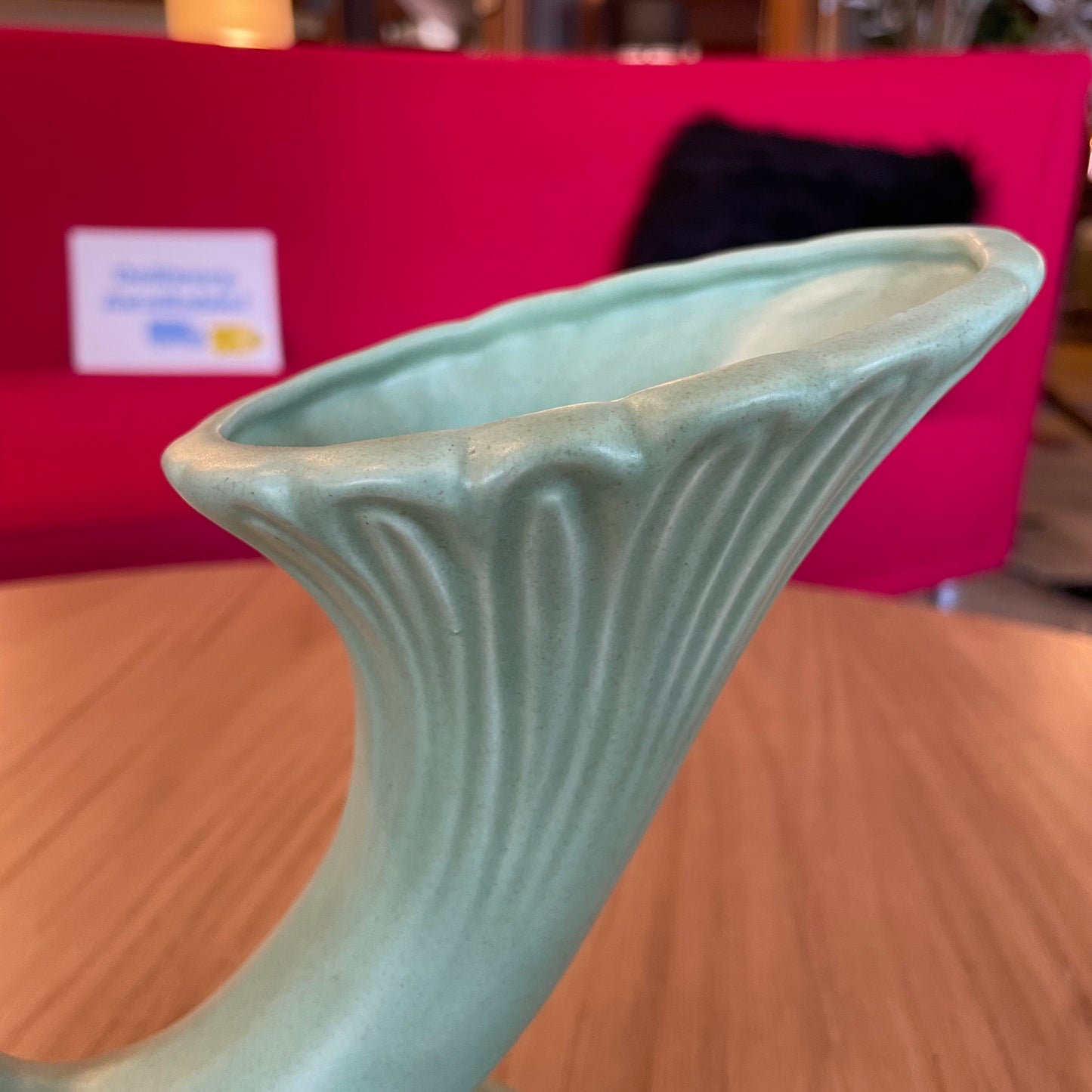 HAEGER Vint. Green Horn Vase