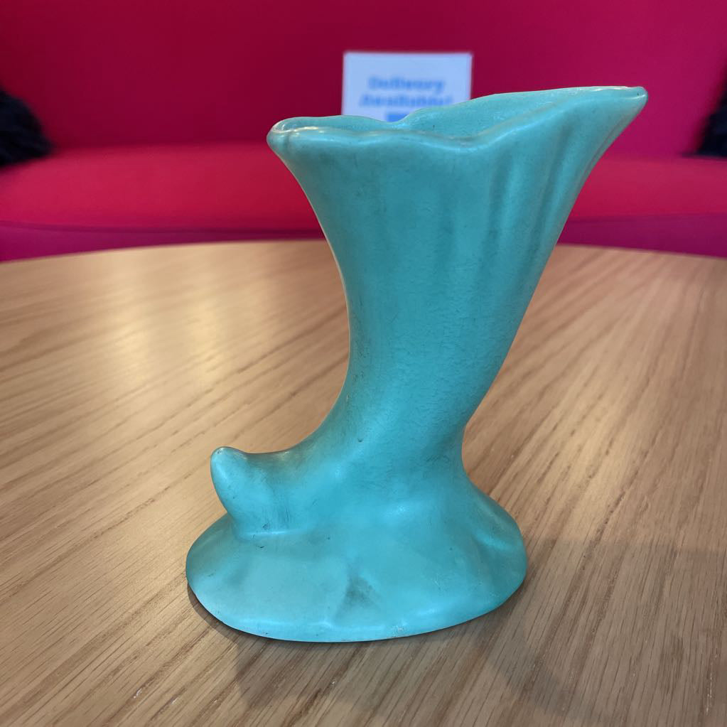 Vint. Sm. Green Horn Vase