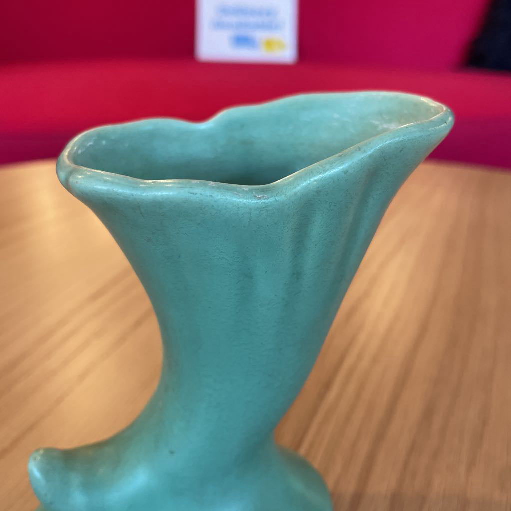 Vint. Sm. Green Horn Vase