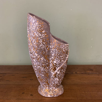 Signed Grey White & Gold Splatter Glaze MCM Vase
