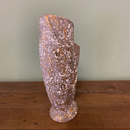 Signed Grey White & Gold Splatter Glaze MCM Vase