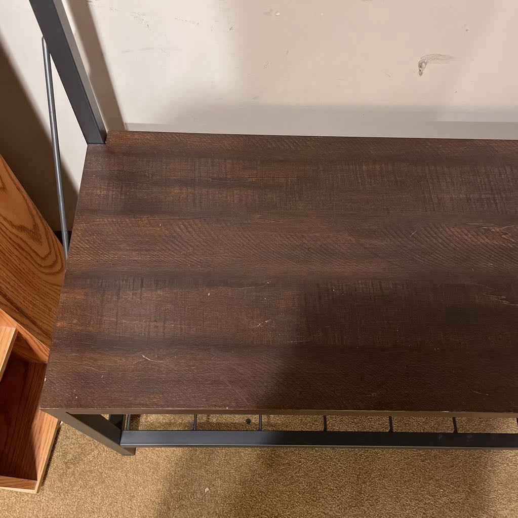 Industrial Metal + Faux Wood Coat Rack Bench
