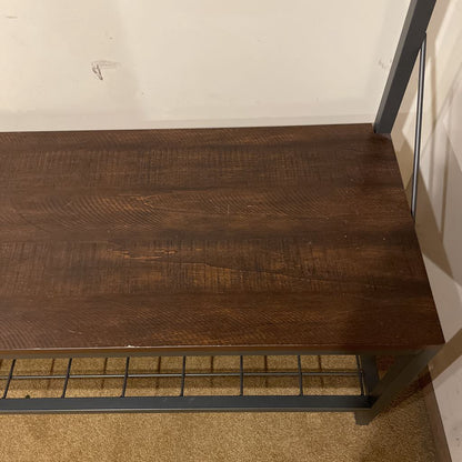 Industrial Metal + Faux Wood Coat Rack Bench