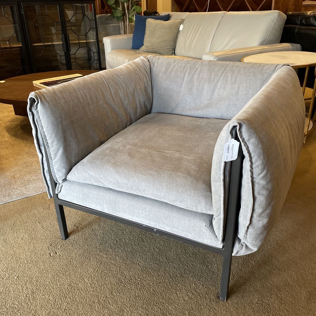 Metal Frame Grey Fabric Slinged Arm Chair U ACCENT CHAIRS