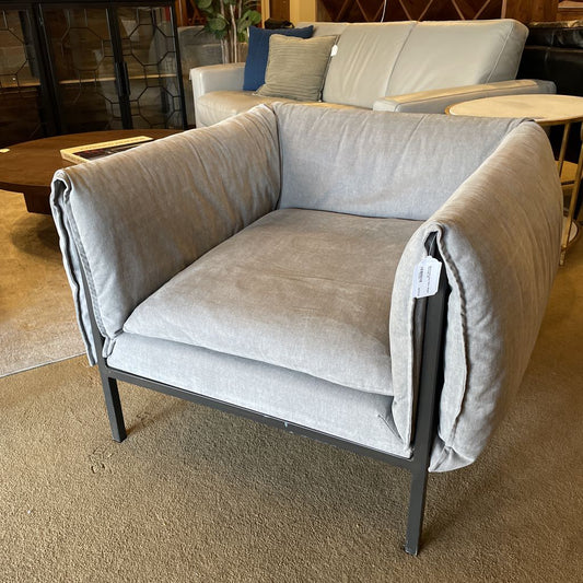 Metal Frame Grey Fabric Slinged Arm Chair U ACCENT CHAIRS