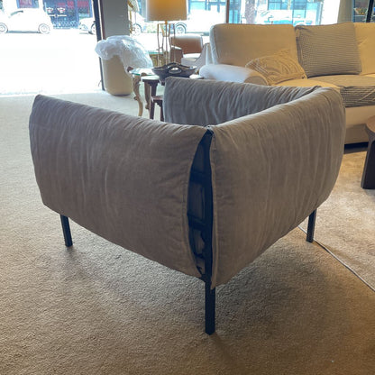 Metal Frame Grey Fabric Slinged Arm Chair U ACCENT CHAIRS