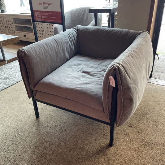 Metal Frame Grey Fabric Slinged Arm Chair AS IS U ACCENT CHAIRS