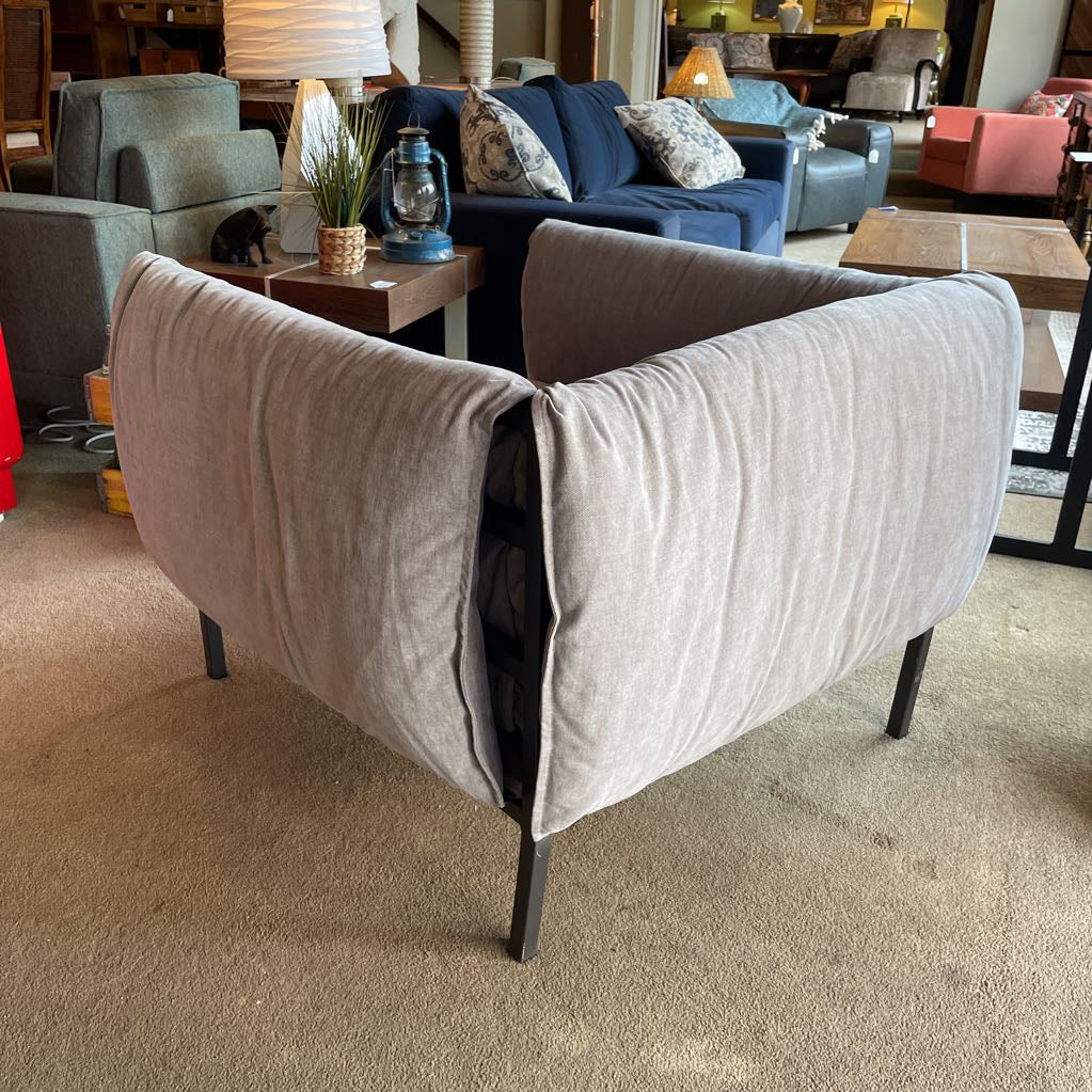 Metal Frame Grey Fabric Slinged Arm Chair AS IS U ACCENT CHAIRS