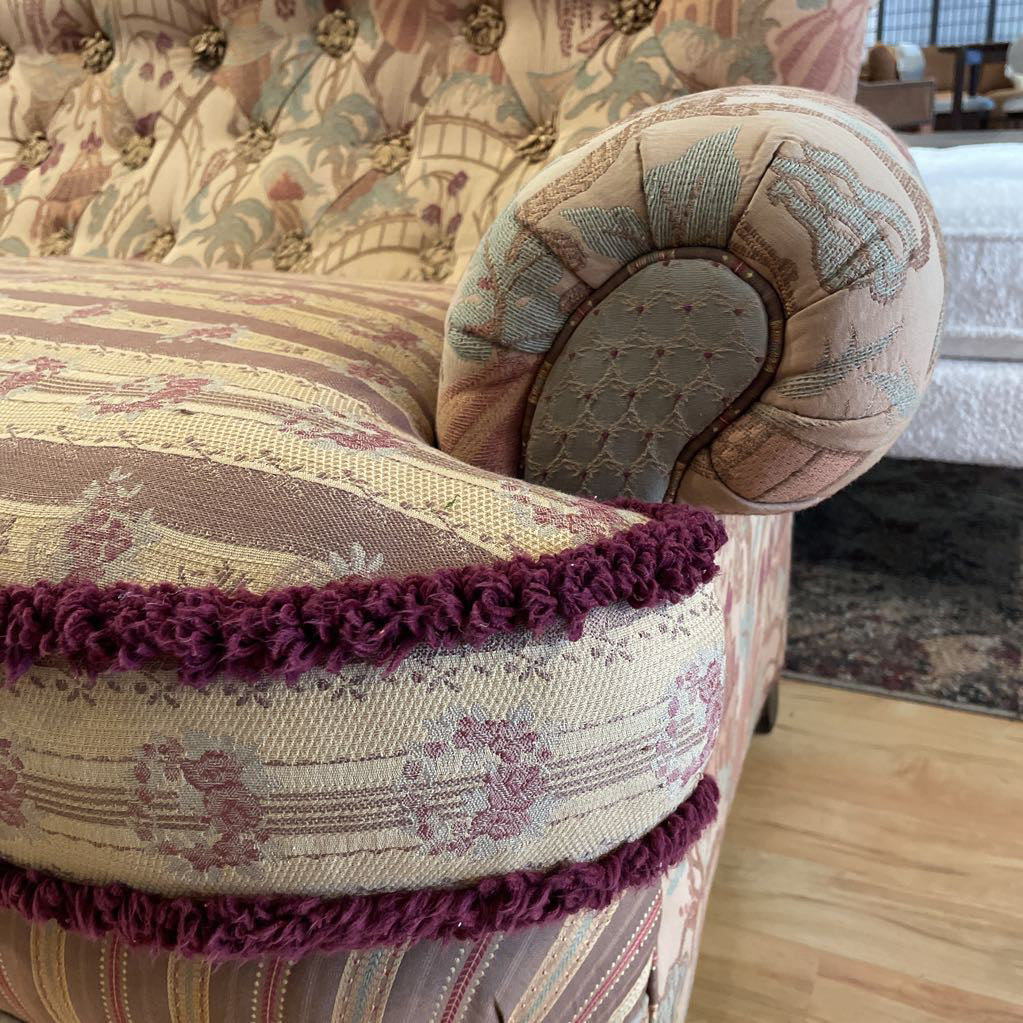 Carol Hicks Bolton Vintage Tufted Floral & Asian Upholstered Sofa U SOFAS
