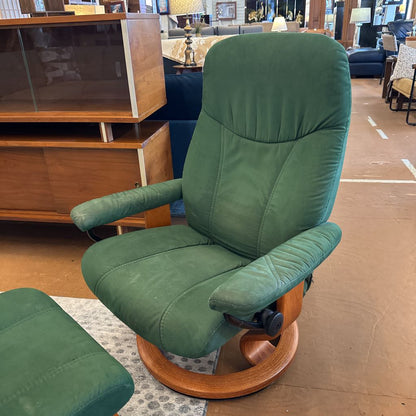 Emerald Green Microsuede Stressless W/ Ottoman