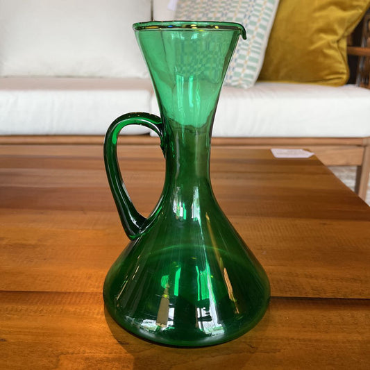 Round Seaweed Green Modern Glass Carafe