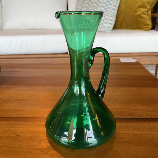 Round Seaweed Green Modern Glass Carafe