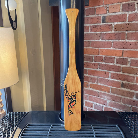 PNW Native Hummingbird Motif Wooden Paddle