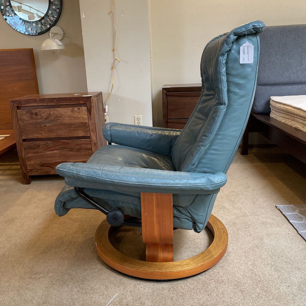 Ekornes Stressless Teal Leather Recliner Chair U ACCENT CHAIRS