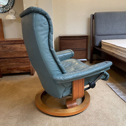 Ekornes Stressless Teal Leather Recliner Chair U ACCENT CHAIRS