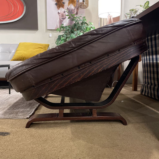 Dark Leather Luna Style Bentwood Frame Loveseat