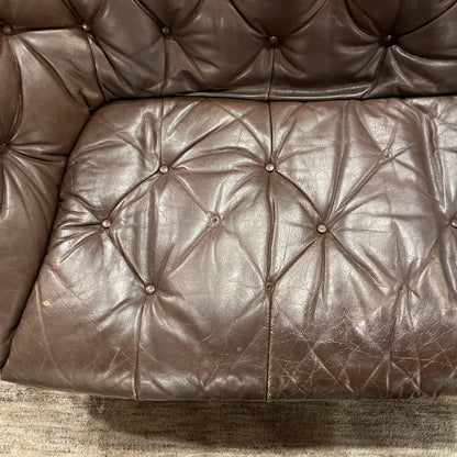 Dark Leather Luna Style Bentwood Frame Loveseat