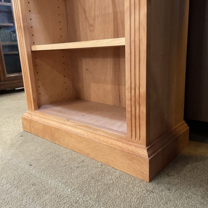 Natural Wood Narrow Bookcase w/ Decorative Trim