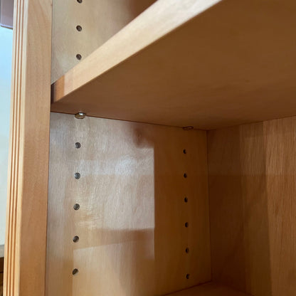 Natural Wood Narrow Bookcase w/ Decorative Trim