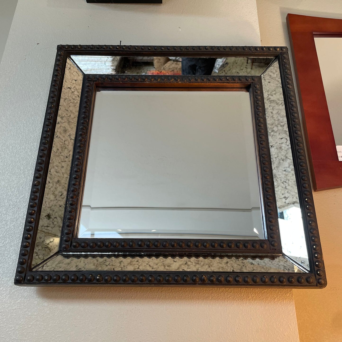 Heavy Square Mirror with Mottled Mirrored Frame C MIRRORS