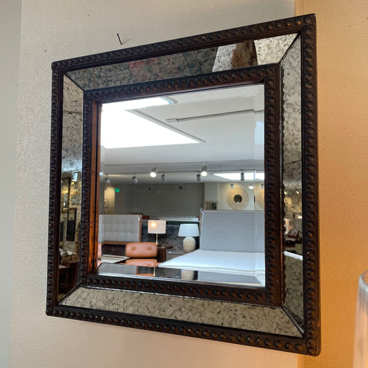 Heavy Square Mirror with Mottled Mirrored Frame