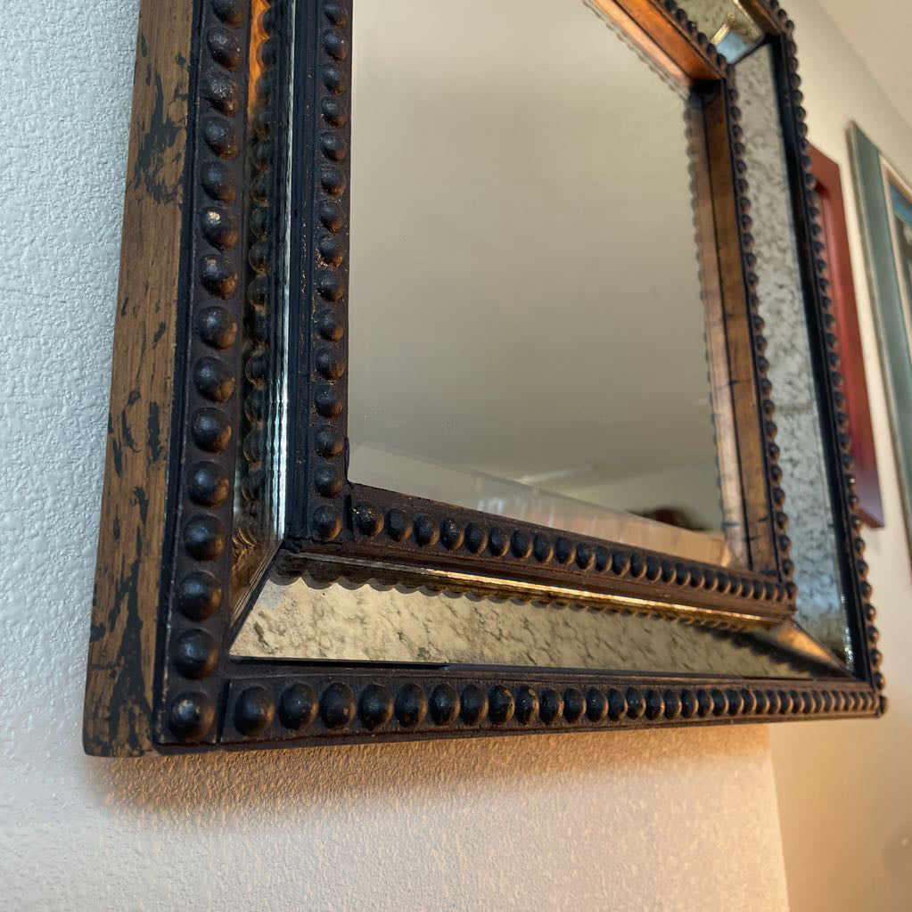 Heavy Square Mirror with Mottled Mirrored Frame C MIRRORS