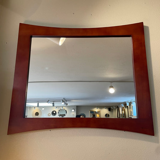 Wooden Framed Mirror with Inward Curve on Frame