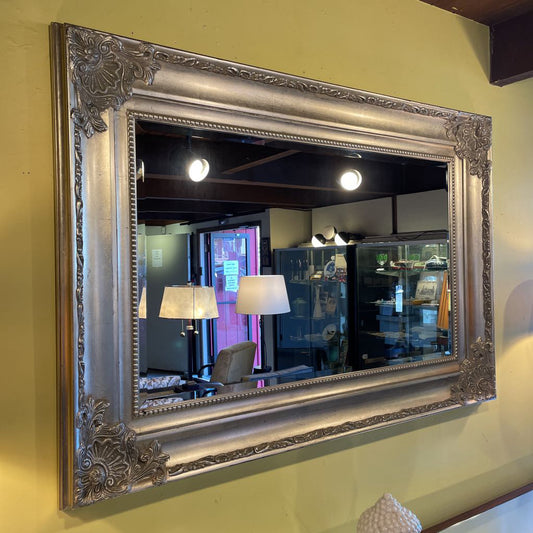 Large Silver Ornate Mirror