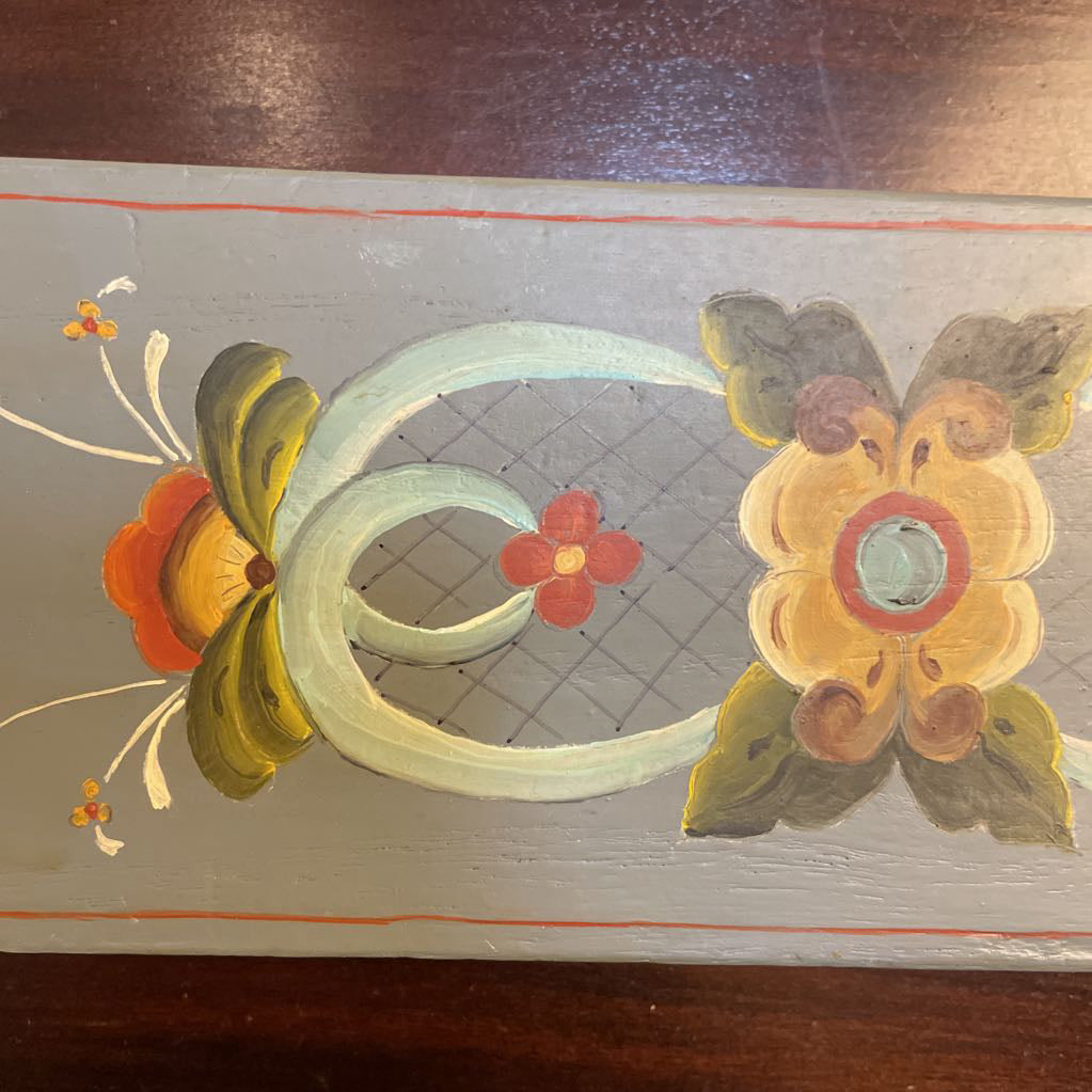 Norwegian Rosemaling Oblong Blue Storage Box UNIQUE FINDS