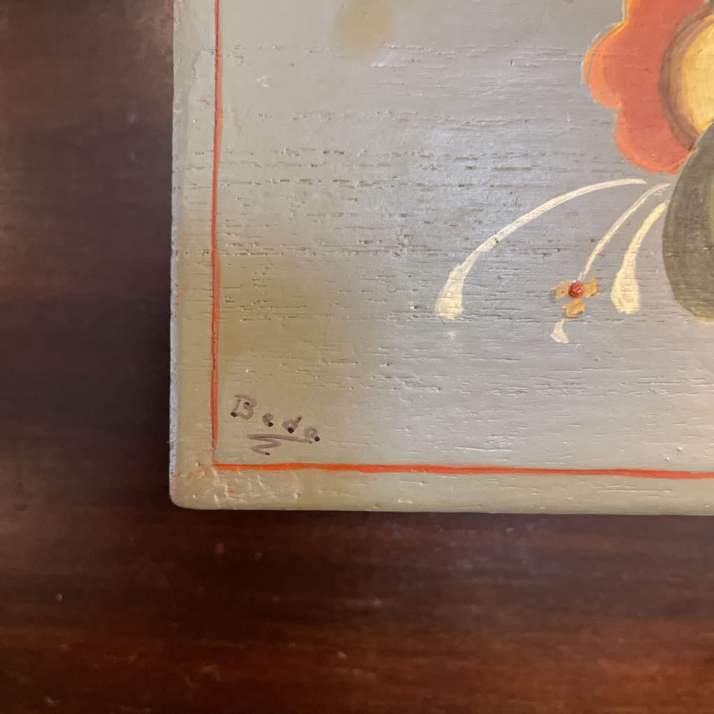 Norwegian Rosemaling Oblong Blue Storage Box UNIQUE FINDS