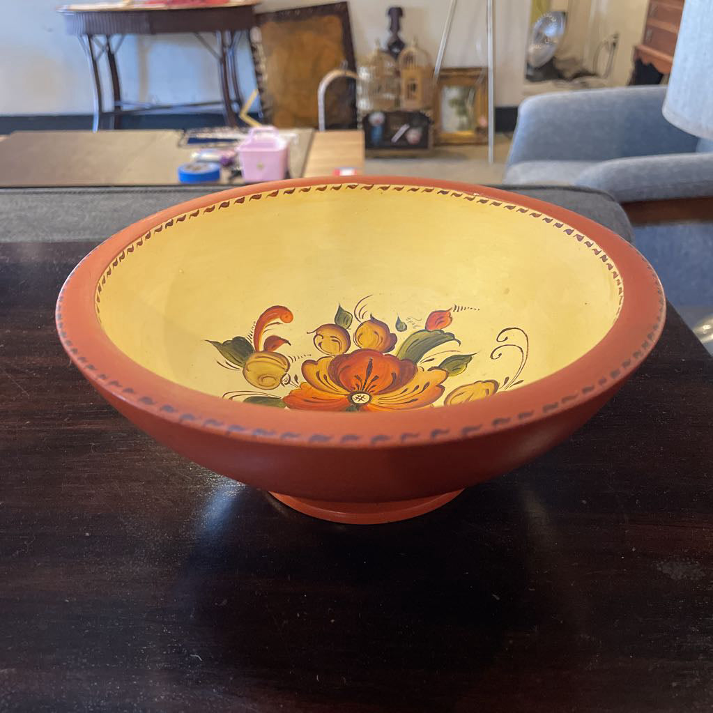 Norwegian Rosemaling Pedestal Bowl UNIQUE FINDS