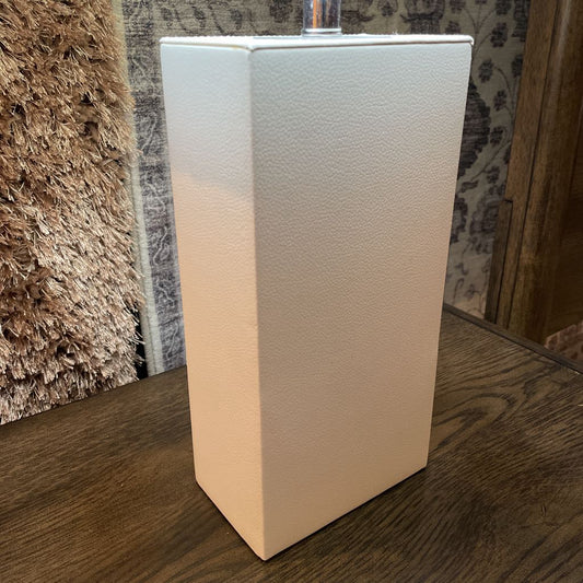 White Faux Leather Table Lamp w/USB