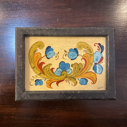 Norwegian Rosemaling Small Black Storage Box UNIQUE FINDS