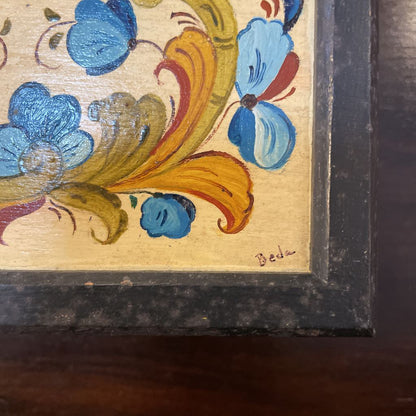 Norwegian Rosemaling Small Black Storage Box UNIQUE FINDS