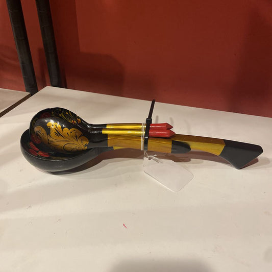 Black/Gold/red Folk Art Spoon Set of 4 UNIQUE FINDS