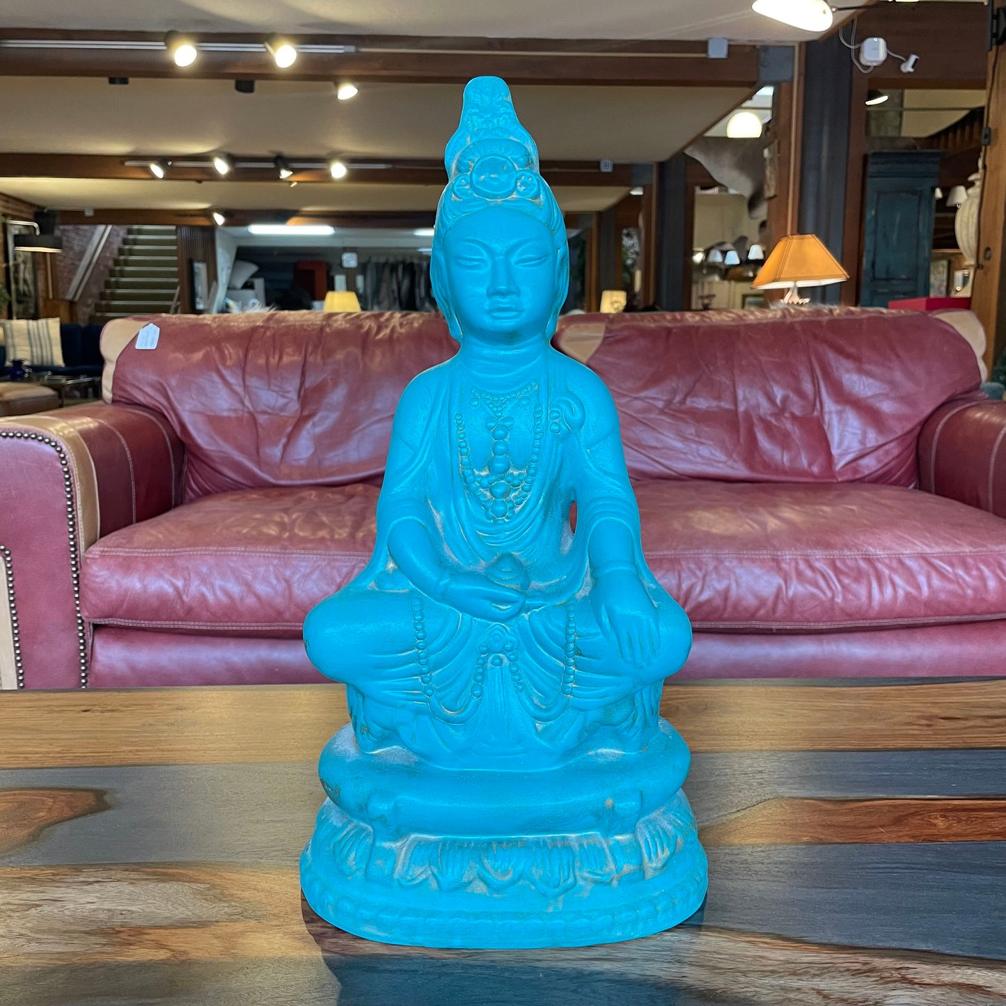 Heavy Green Seated Buddha Figure