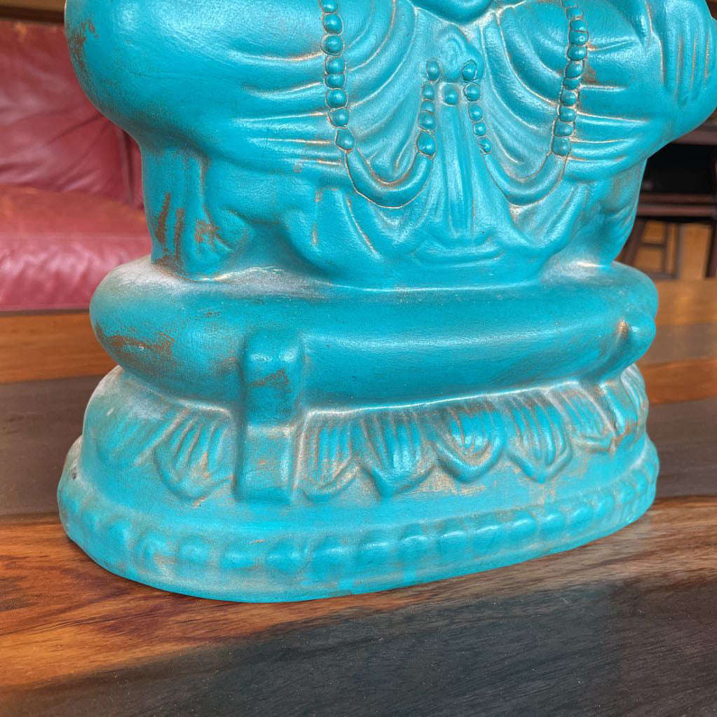 Heavy Green Seated Buddha Figure