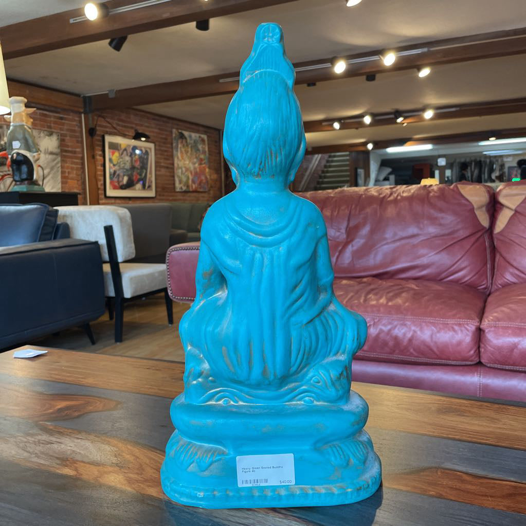 Heavy Green Seated Buddha Figure